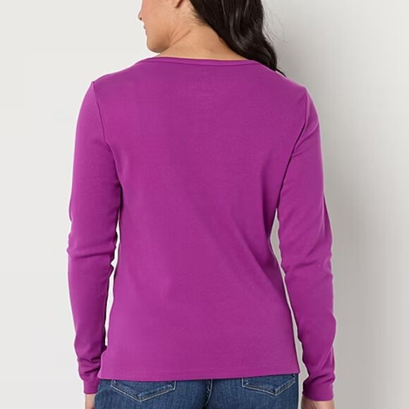 NWT ST JOHN Women’s Long Sleeve T-Shirt, Grape Juice, Large and X-Large - Picture 2 of 11